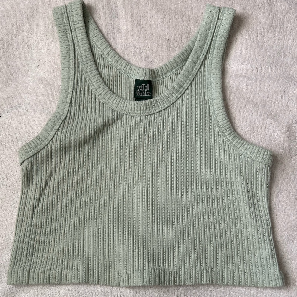 Cropped green summer tank top
